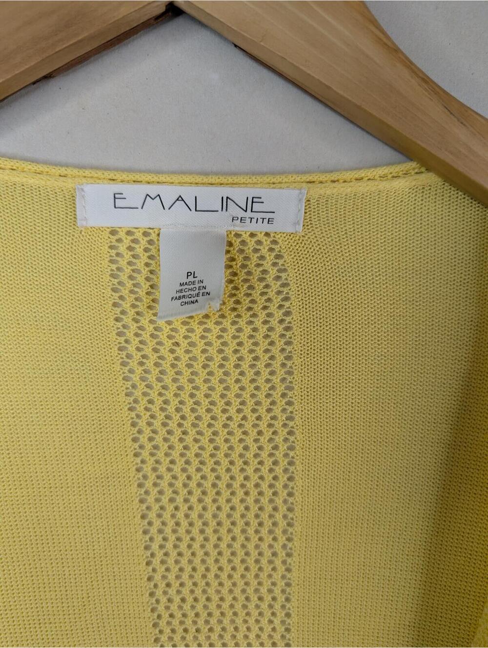 NWT Emaline Sunshine Yellow Drape Open-Knit Cardigan Petite PL - Picture 3 of 3